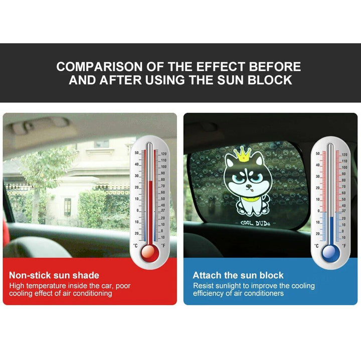 Adorable Animal Cartoon Car Window Sunshades - 2PCS, Universal Fit, Anti-UV, Privacy Protection