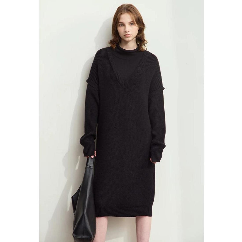 women's midi knitted dress, view 2 - MRSLM