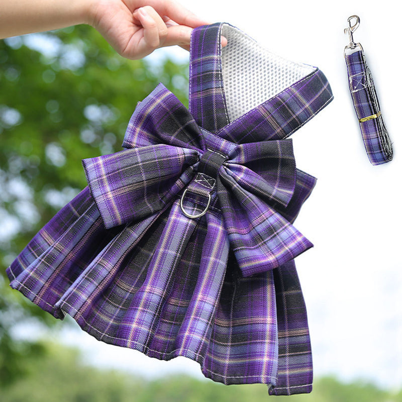 plaid dog dress harness, view 4 - MRSLM