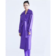 purple faux leather trench coat, view 2 - MRSLM