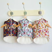 floral plush dog parka with cute ears, view 8 - MRSLM