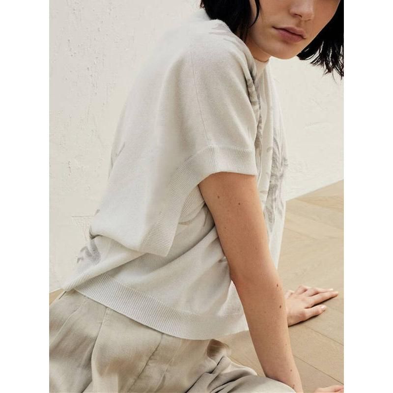 Seaweed Floral Print Cashmere-Silk Blend Sweater