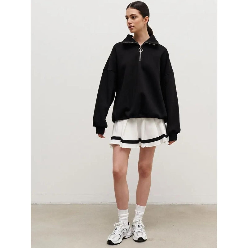 Oversized Damen-Rollkragenpullover mit Fleecefutter