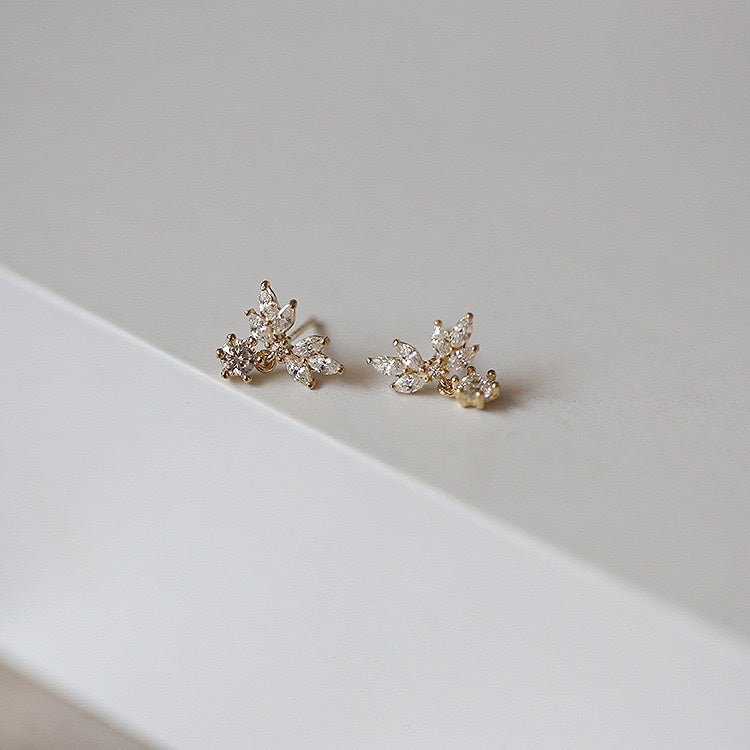 women's wing petal zircon earrings, view 5 - MRSLM