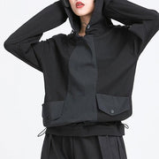 black drawstring hooded t-shirt, view 3 - MRSLM