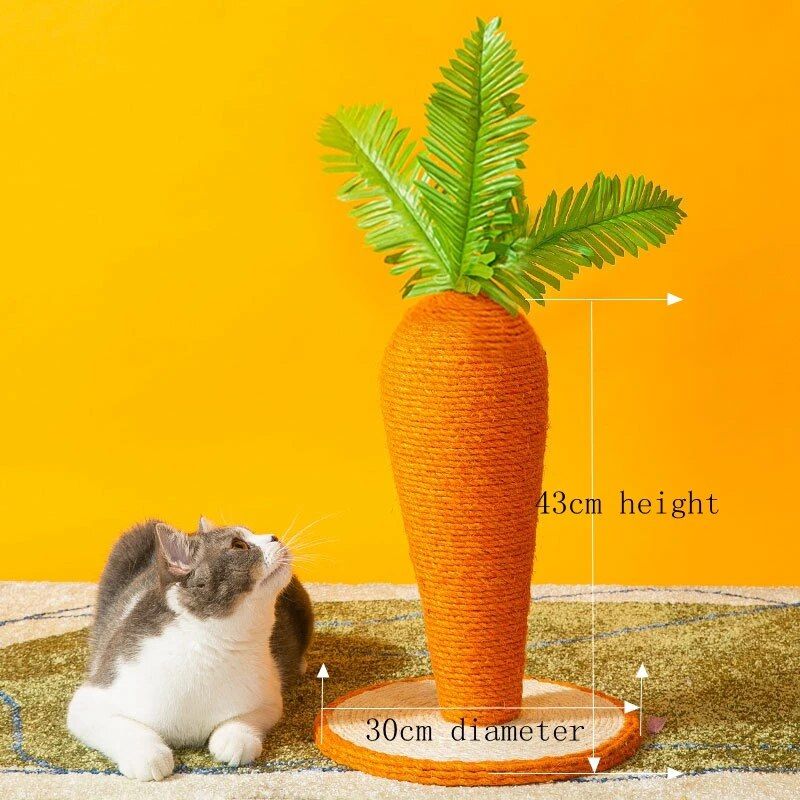 carrot sisal cat scratching post, view 2 - MRSLM