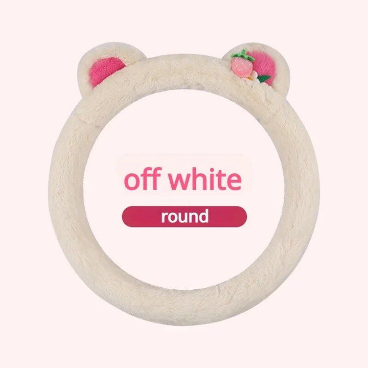 Pink Cat Ears Plush Steering Wheel Cover