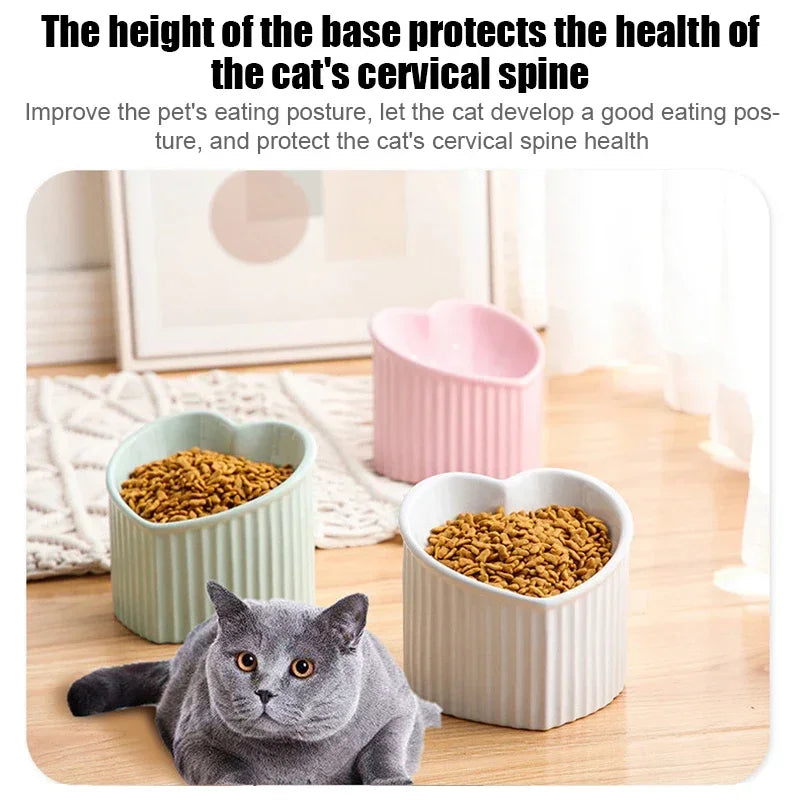 ceramic heart-shaped cat bowl, view 5 - MRSLM