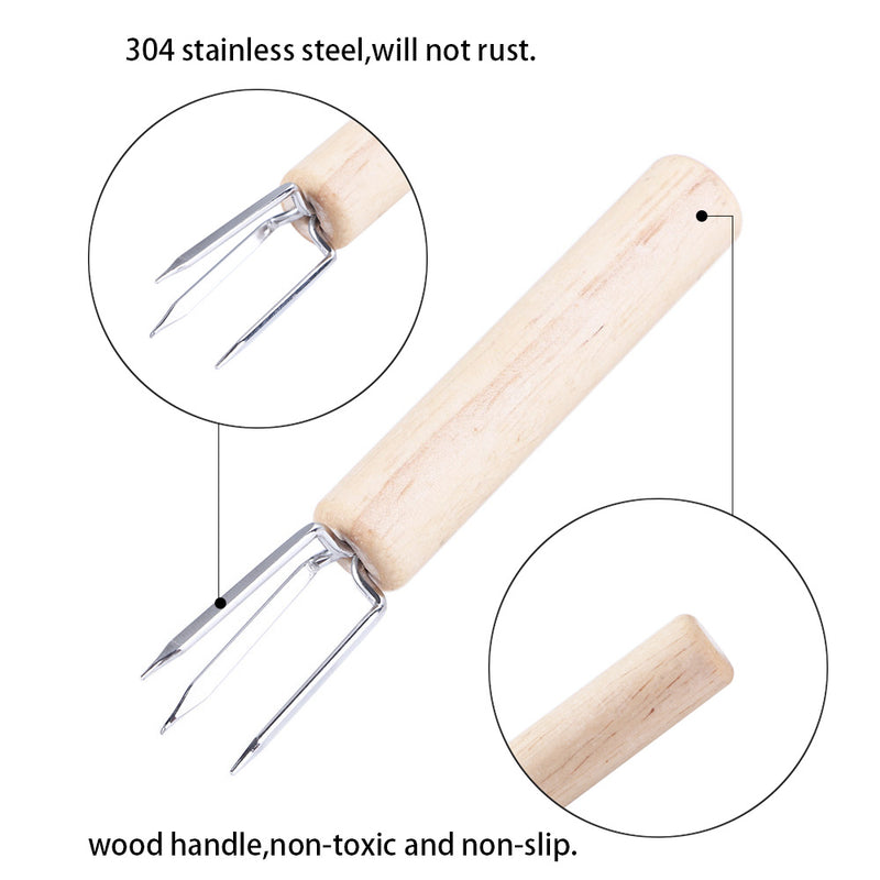 Stainless Steel Corn Holders with Wooden Handles