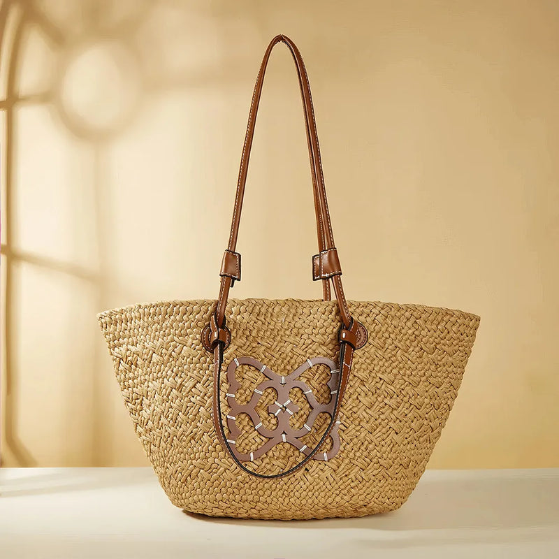 striped straw beach bag, view 6 - MRSLM