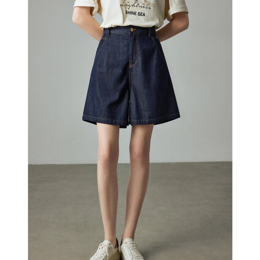 high waist denim hot shorts, view 2 - MRSLM