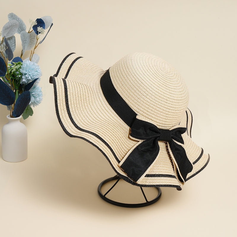 bowknot straw sun hat, view 5 - MRSLM