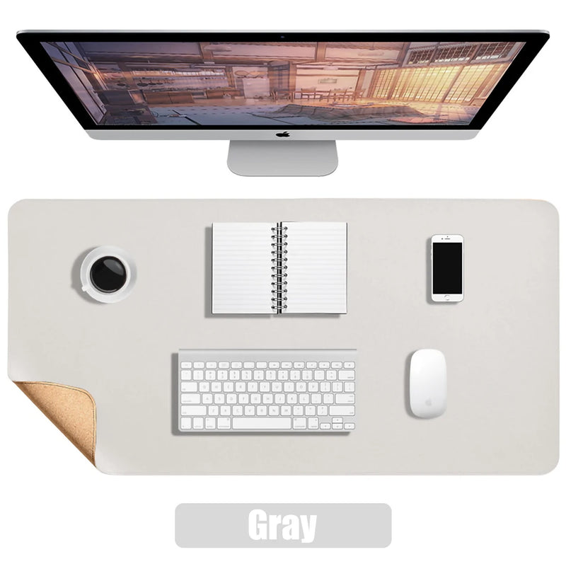 double-sided cork PU leather desk mat, view 4 - MRSLM
