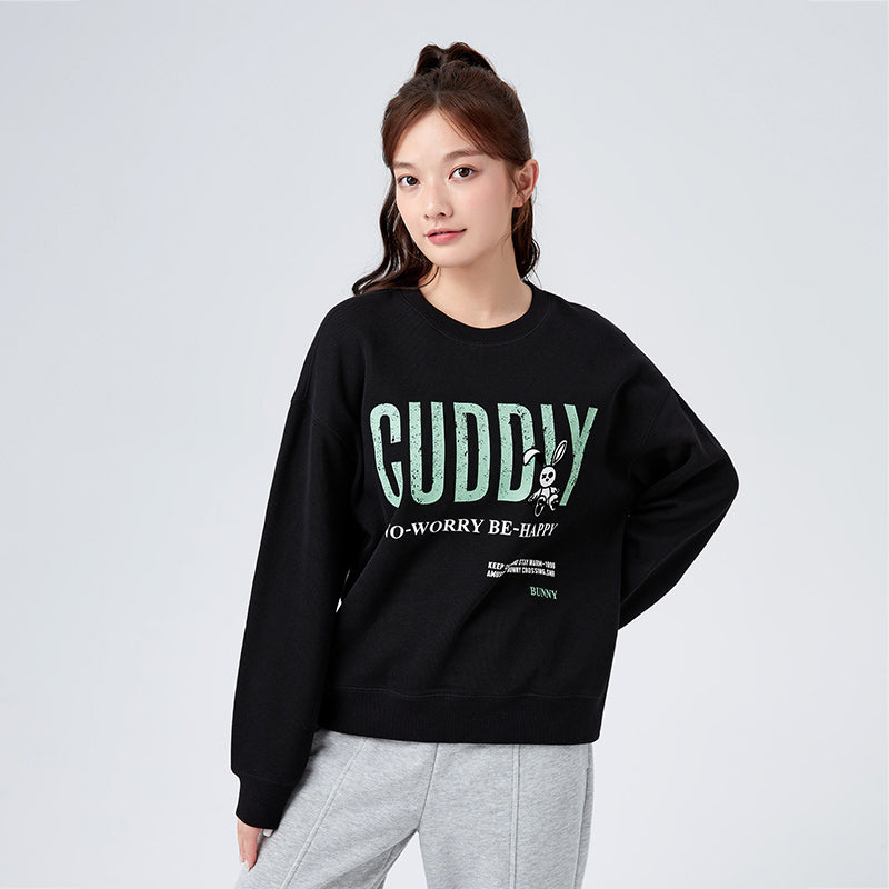 Distressed printed loose fleece sweatshirt, view 3 - MRSLM
