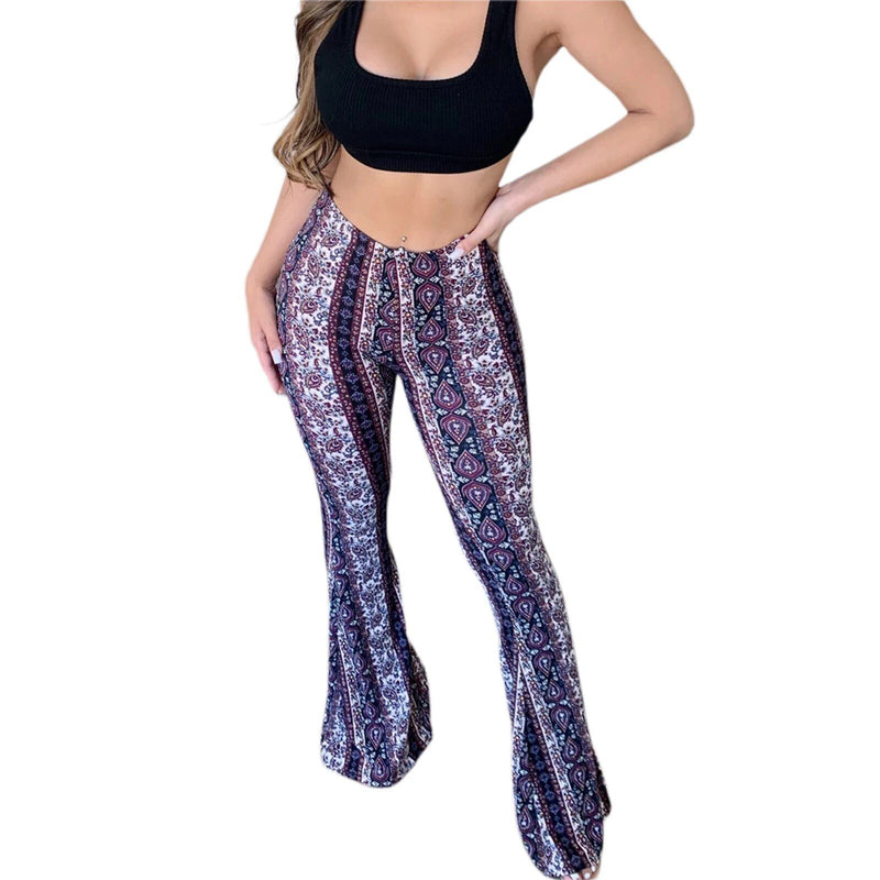 floral print high-waist flared pants, view 4 - MRSLM