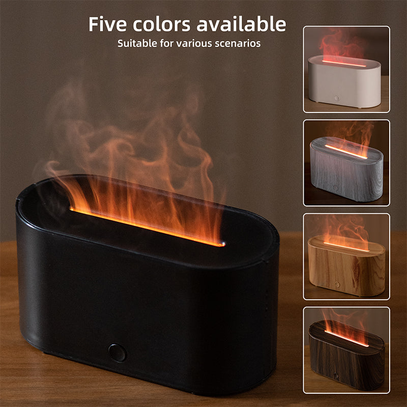wood grain flame humidifier USB essential oil diffuser, view 7 - MRSLM