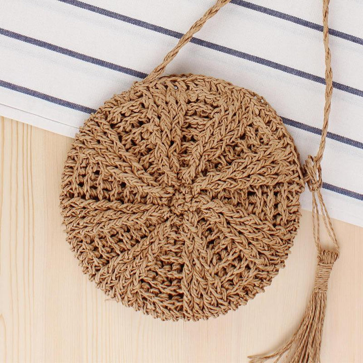 Bohemian Rattan Round Crossbody Bag