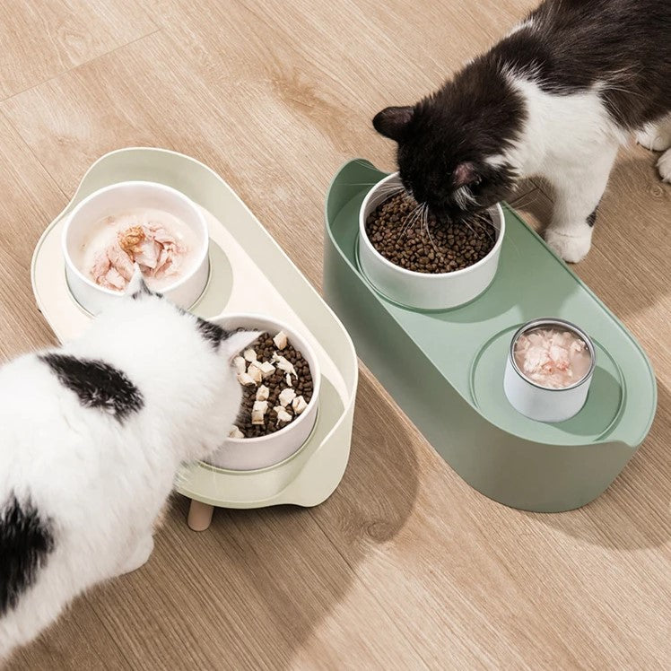 Tigelas duplas elevadas de cerâmica para gatos