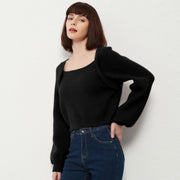 square collar cotton knit sweater, view 8 - MRSLM