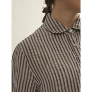 striped cotton linen long sleeve shirt, view 6 - MRSLM