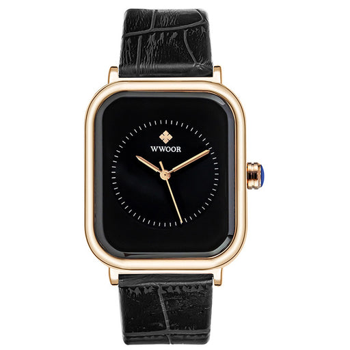 ladies square dial leather strap watch - MRSLM