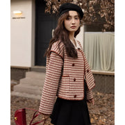 plaid wool blend short coat, view 6 - MRSLM