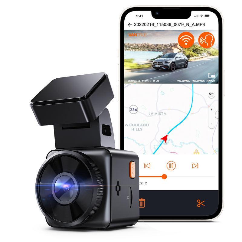 1080P WLAN-Mini-Dashcam mit GPS, Sprachsteuerung, Nachtsicht und Parkmodus