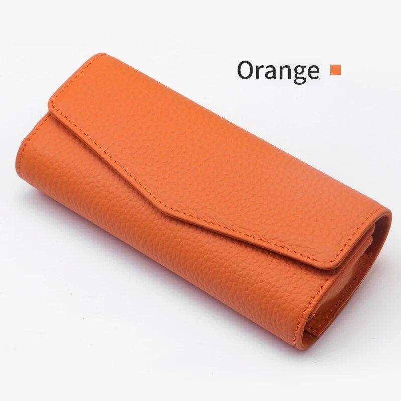 Luxury Cowhide Leather Sunglasses Case for Car Visor