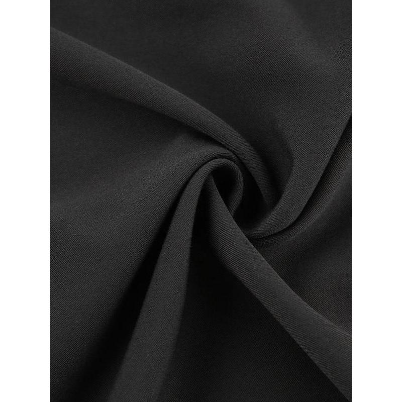 black ankle-length a-line skirt with pockets, view 7 - MRSLM