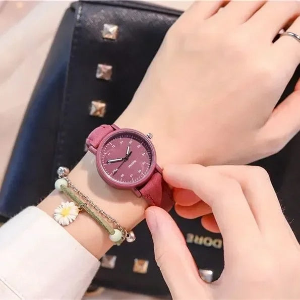 Luxury Quartz Women's Watch with Vegan Leather Strap - Waterproof and Elegant