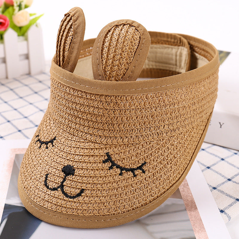 kids rabbit straw hat, view 5 - MRSLM
