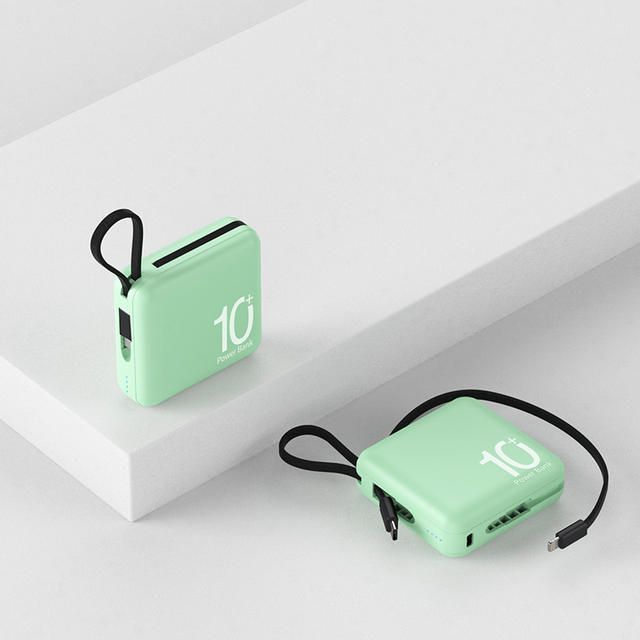Bateria externa ultracompacta de 10000mAh com cabo duplo