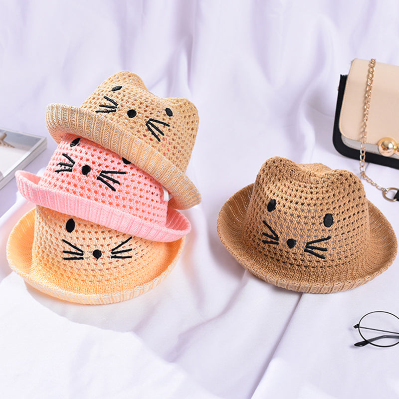 baby straw hat with cat ears - MRSLM