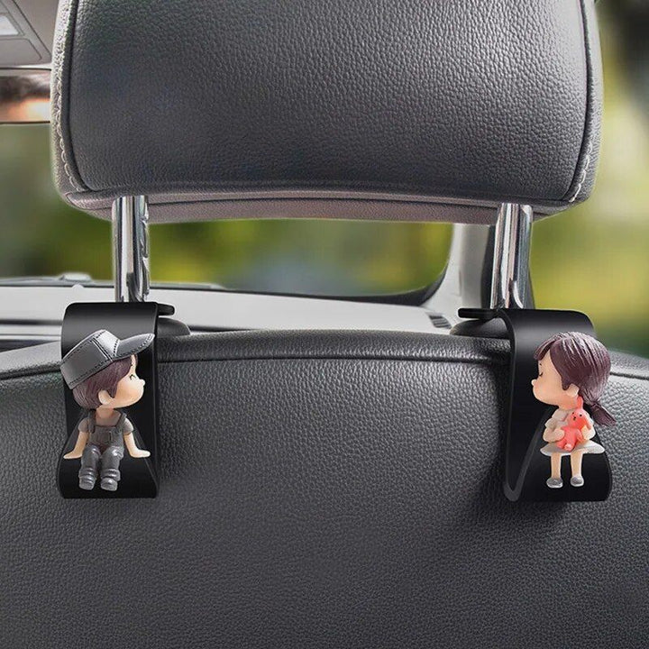 Cute Cartoon Car Seat Back Hooks - 2Pcs, Universal Rear Seat Hanger for Storage