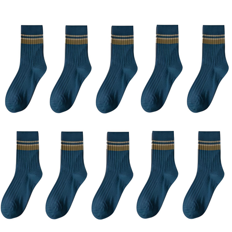10 pares de meias listradas de algodão para homem