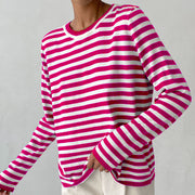 round neck knitted striped sweater, view 7 - MRSLM