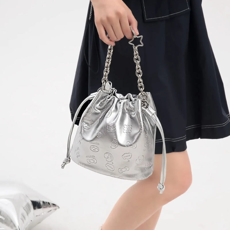 Cartoon embossed bucket bag, view 3 - MRSLM