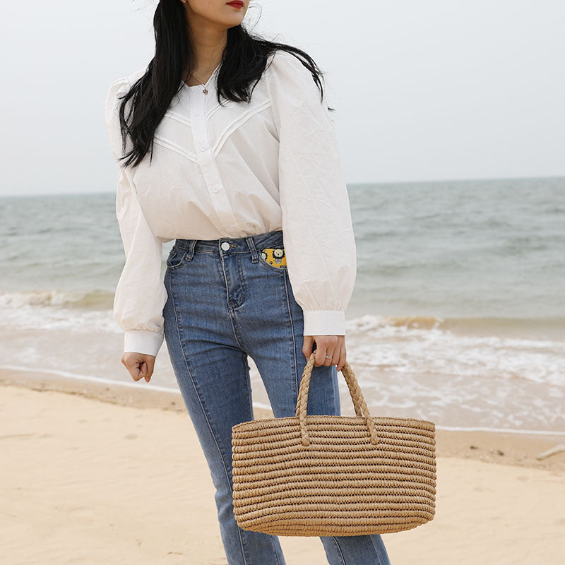 large straw tote bag, view 5 - MRSLM
