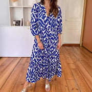 women's V-neck printed dress - MRSLM