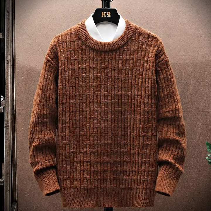 Abrigo de suéter de hombre con cuello redondo de otoño