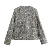 Women's tweed sequined jacket, view 3 - MRSLM