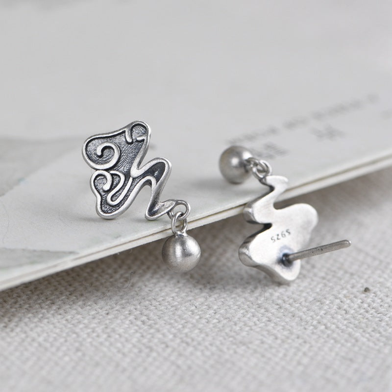 vintage 925 silver geometric eardrops, view 3 - MRSLM