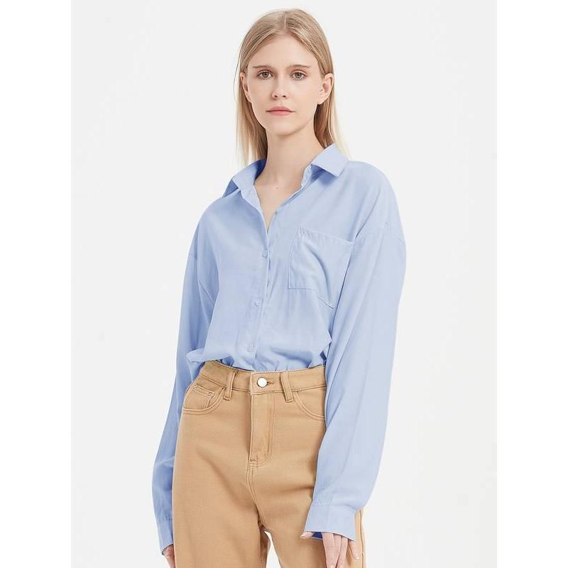Elegante langärmlige Bluse mit Knopfleiste