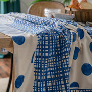 geometric blue patchwork tablecloth, view 6 - MRSLM