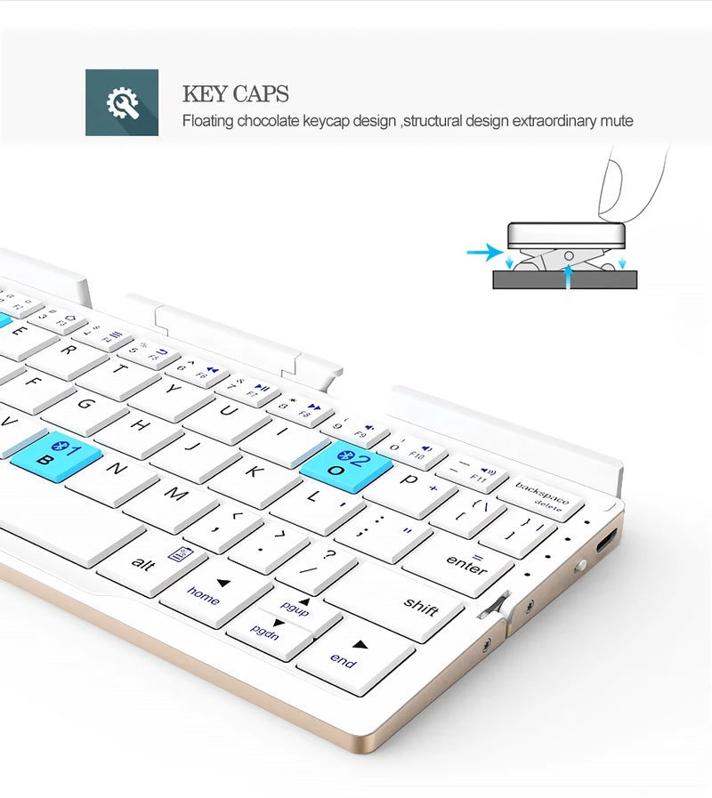 Foldable Bluetooth keyboard with built-in stand, view 6 - MRSLM