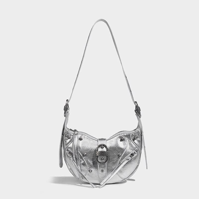 Mochila transversal de couro de luxo rosa punk
