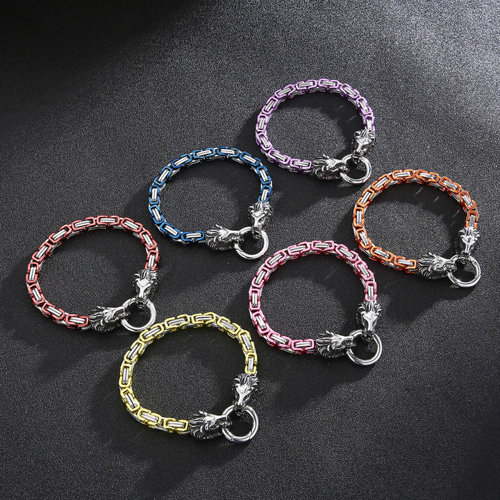 Domineering Lion Head King Chain Titanium Steel Men's Bracelet