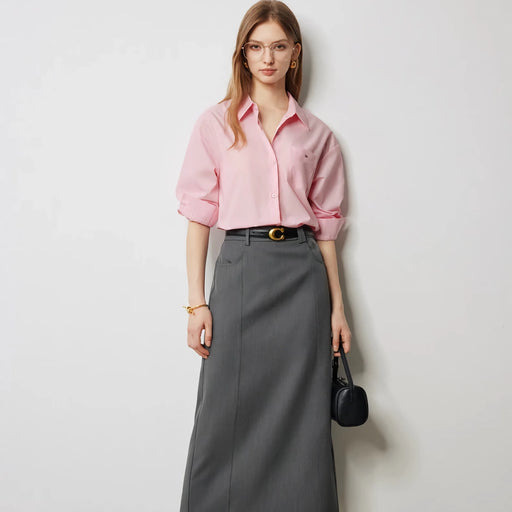 minimalist polo neck workwear shirt, view 2 - MRSLM