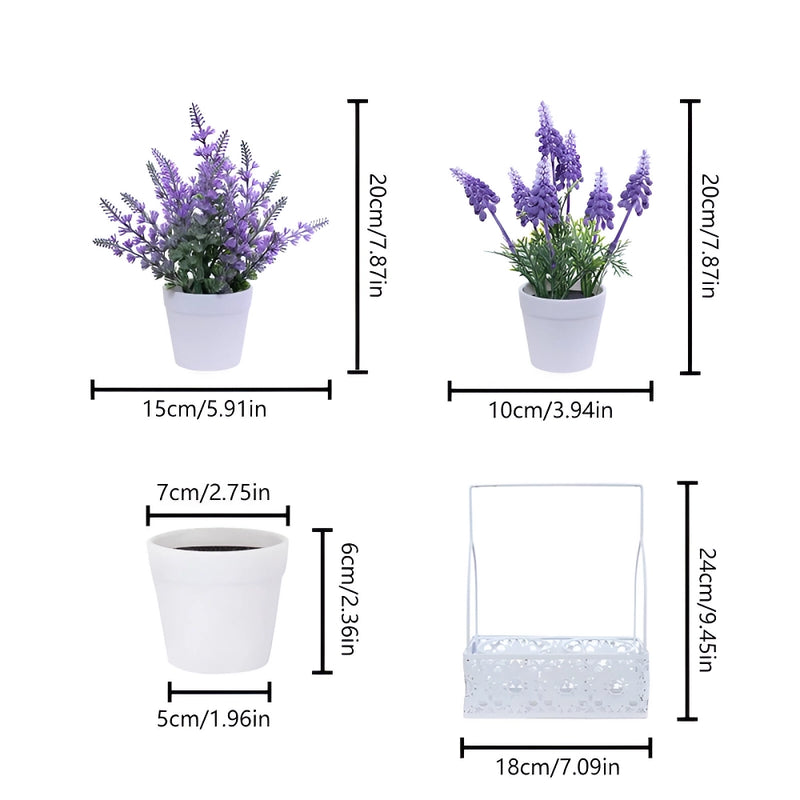 artificial lavender set with iron basket, view 7 - MRSLM