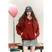 Plus size geometric hooded fleece hoodie, view 3 - MRSLM